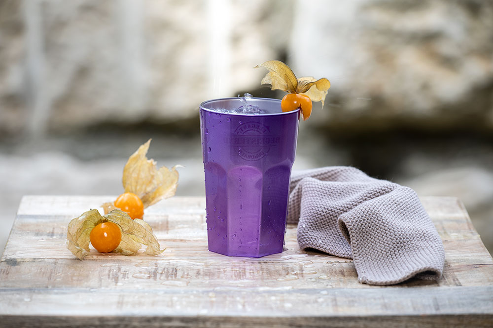 Das Glas Harley farbig besprüht